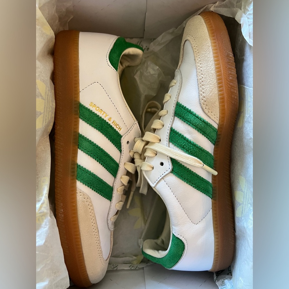 Adidas Sporty & Rich Sambas low top sneakers white green size 6 men’s women’s 7 - Picture 5 of 16